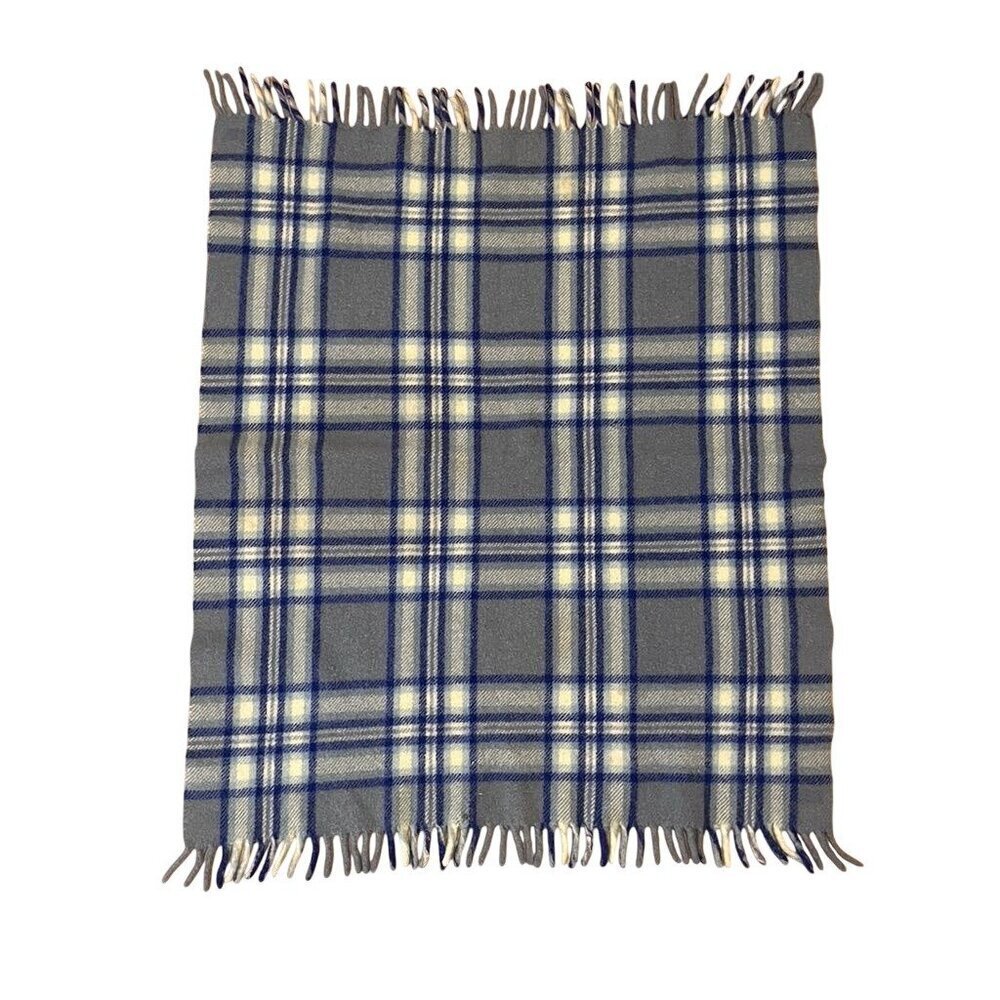 Vintage Curvon Royal Tartan Fringe Blanket Wool Stadium Throw Retro Cozy Classic